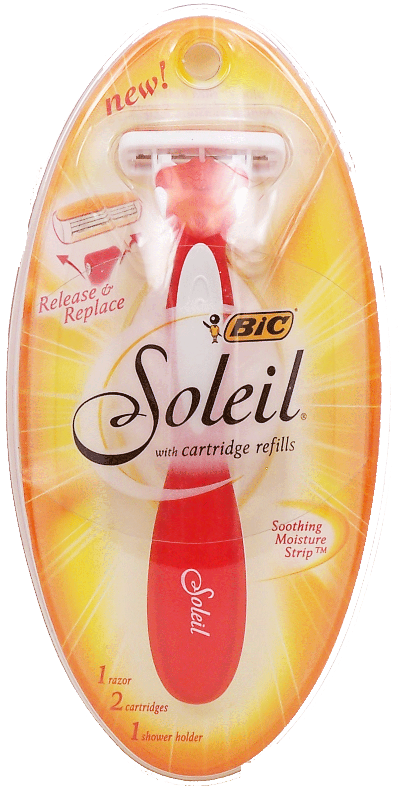 Bic&nbsp;Soleil&nbsp;razor with cartridge refills, soothing moisture strip, 1 razor, 2 cartridges, 1 shower holder Full-Size Picture
